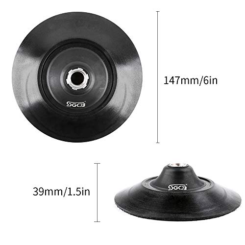 SGCB 6” RO Rotary Flexible Backing Plate, Hook-and-Loop Face 5/8” Thread PU Soft Backing Pad Used On Rotary Polisher Sander for Sanding Polishing Buffing Finishing - Image 2
