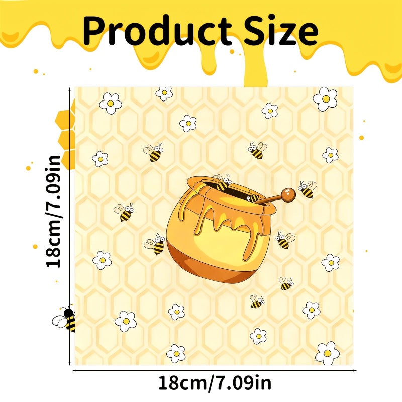 100 Pcs Greaseproof Paper 7x7 Inch Bee Spring Pattern for Easter Party - Image 2