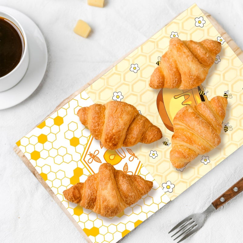 100 Pcs Greaseproof Paper 7x7 Inch Bee Spring Pattern for Easter Party - Image 3