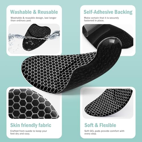 ZAIWOO Metatarsal Pads Women, Ball of Foot Cushions for Women, Heel Inserts for Women, Heel Pads for Shoes, (2 Pairs Foot Pads) High Heel Comfort Pads, Anti Slip, Invisible Design - Image 4