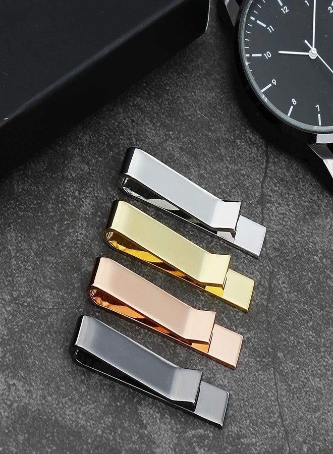 HAWSON 1.5 Inch Initial R Tie Clips for Men Personalized Letter Tie Bar 4Pcs Tie Pin Set Gold, Rose Gold, Black, Silver Tie Clip - Image 4