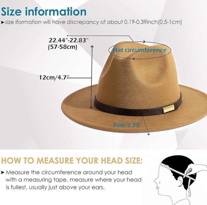 Gossifan Fedora Hats for Men Wide Brim Panama Hat with Classic Belt - Image 3