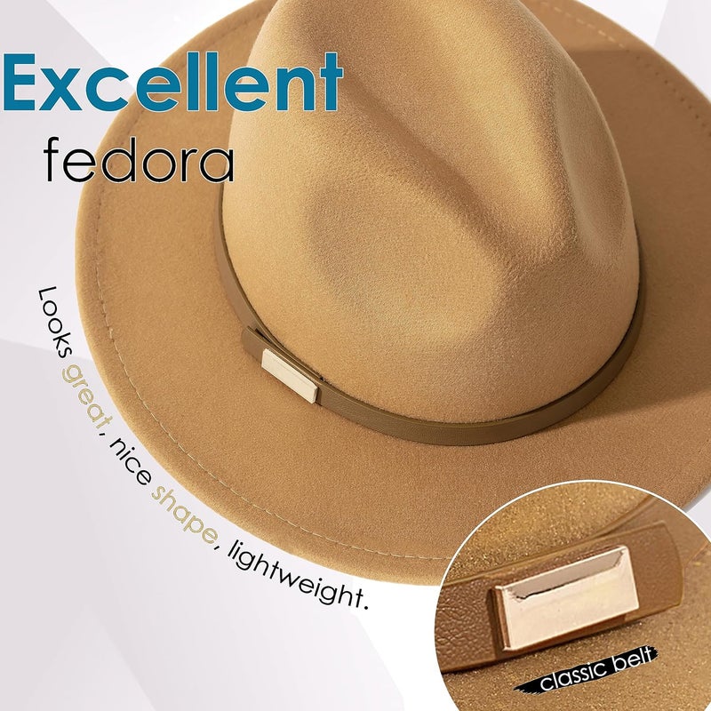 Gossifan Fedora Hats for Men Wide Brim Panama Hat with Classic Belt - Image 2