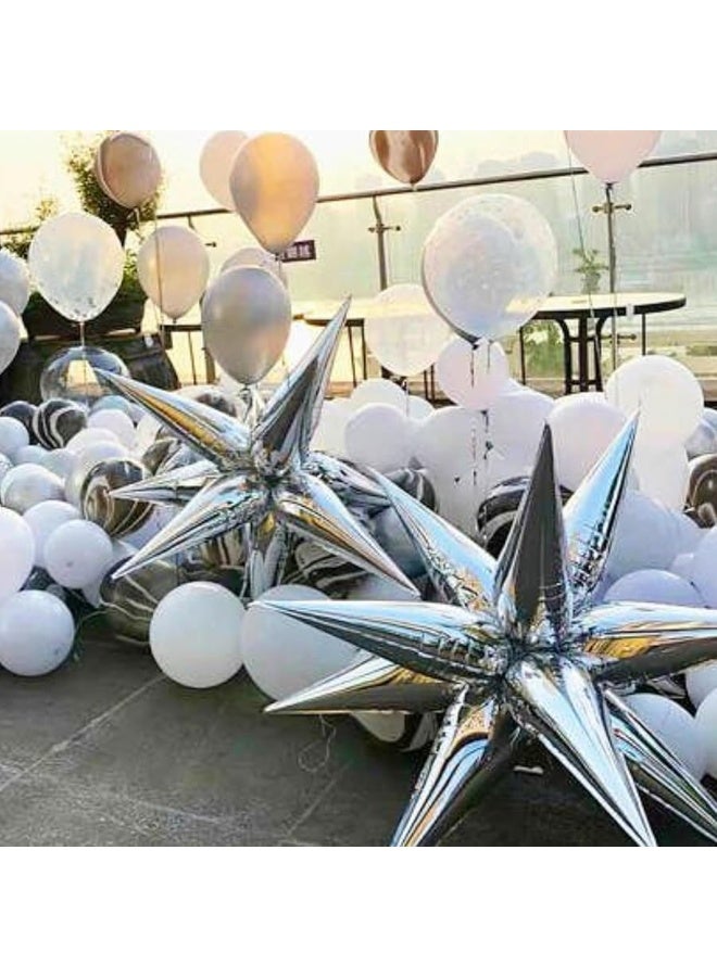 PartyWoo Metallic Silver Balloons, 110 pcs 22 Inch Star Balloons and Silver Balloons Different Sizes Pack of 18 Inch 12 Inch 10 Inch 5 Inch for Balloon Garland, Birthday Decorations, Party Decorations - Image 5