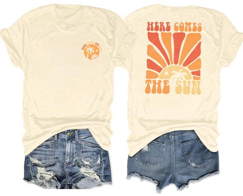 MYHALF Graphic Tees Women Oversized T-Shirts: Summer Hawaiian Beach Tops Shirts Hawaii Tropical Beachy Short Sleeve Outfit - Image 1