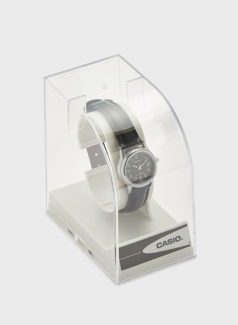 كاسيو ساعة يد بعقارب وسوار من الجلد - Image 4