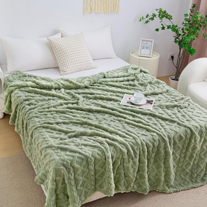 Aganear Fleece Blanket Queen Size  Plush Fuzzy Cozy Soft Blanket for Couch Sofa Bed Office Decorative Present for All Seasons Portable Throw Blankets for Couch Sofa Bed90x90 Sage Green