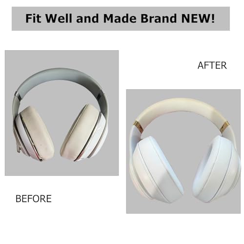 cipher.v Replacement Ear Pads Cushions, Earpads Cover Compatible with Beats Studio 2 and Studio 3 Over Ear Headphones 1 Pair (White) - Image 4