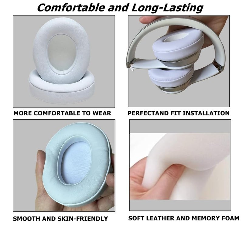 cipher.v Replacement Ear Pads Cushions, Earpads Cover Compatible with Beats Studio 2 and Studio 3 Over Ear Headphones 1 Pair (White) - Image 3