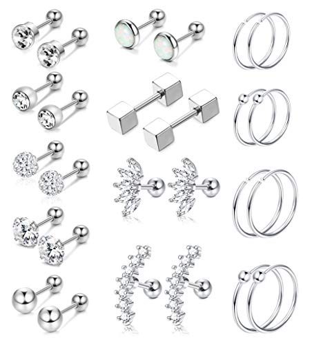 YADOCA 13 Pairs Stainless Steel Cartilage Stud Earrings for Men Women - Helix Tragus Conch Piercing Jewelry Earrings Hoop - Image 1