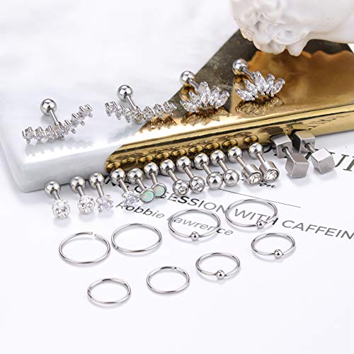YADOCA 13 Pairs Stainless Steel Cartilage Stud Earrings for Men Women - Helix Tragus Conch Piercing Jewelry Earrings Hoop - Image 3