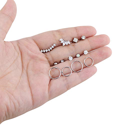 YADOCA 13 Pairs Stainless Steel Cartilage Stud Earrings for Men Women - Helix Tragus Conch Piercing Jewelry Earrings Hoop - Image 5