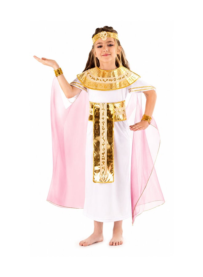Toy Land طقم زي الملكة المصرية للبنات – زي فاخر من مصر القديمة مع تاج وأساور معصم للبنات من عمر 4 إلى 5 سنوات - Image 2