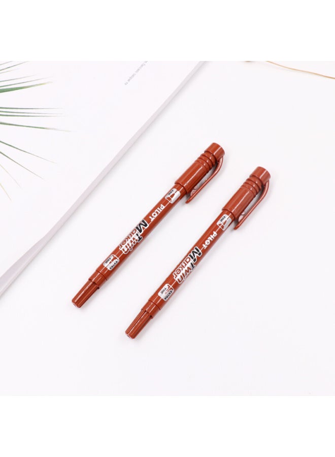 Pilot Sca-Tm Dual-Tip Permanent Marker, Colorful Drawing Pen, Quick-Drying, For Students And Office Use, Brown, Single Pen