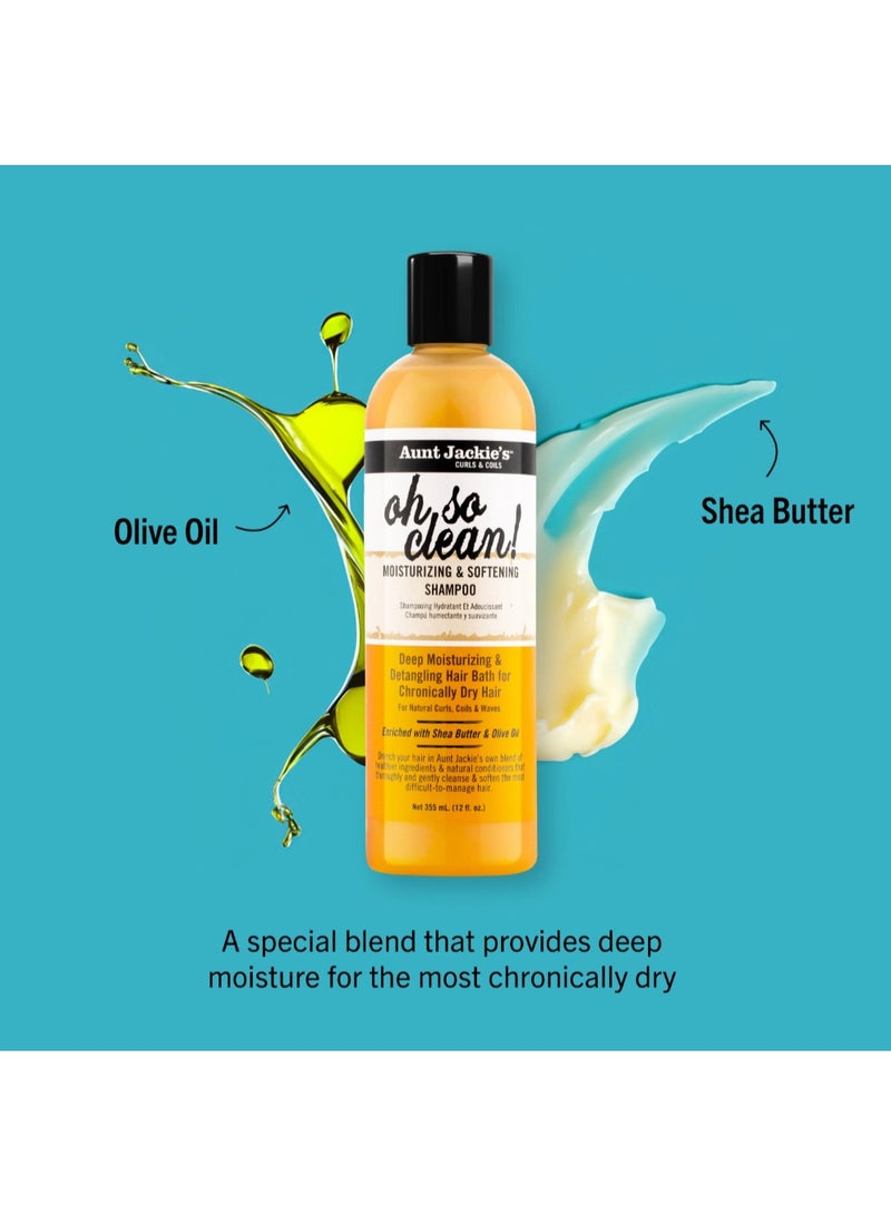 Aunt Jackie's Aunt Jackies Aunt Jackie's Curls & Coils Oh So Clean, Moisturizing and Softening Shampoo, 12oz (355ml) - Image 2