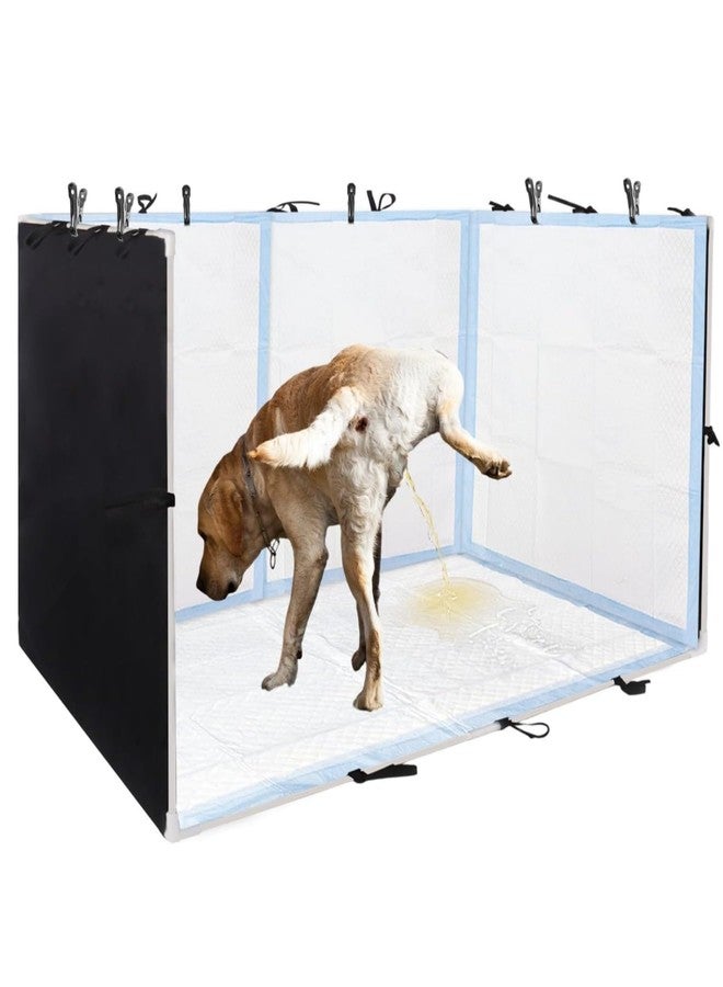Dmnnlp Dog Pee Pad Holder with High Walls 35"x29"x17.3" No-Splash Indoor Dog Potty Box with 6 Clamps, Foldable Potty Training Toilet for Large Small Medium Dogs Puppy Potty (Black) - Image 1