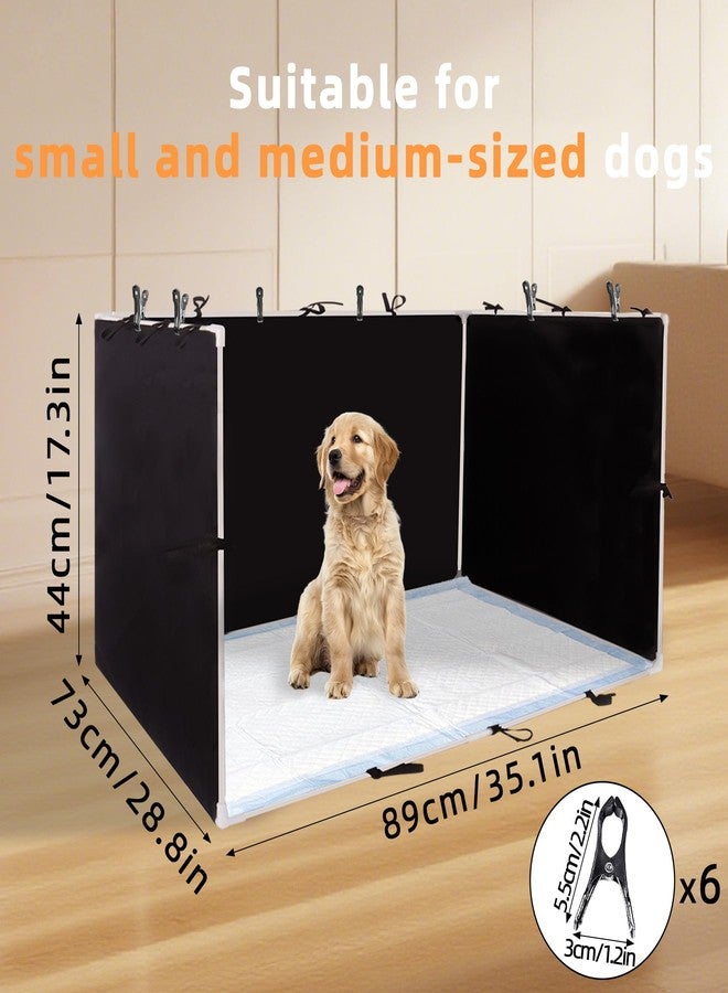 Dmnnlp Dog Pee Pad Holder with High Walls 35"x29"x17.3" No-Splash Indoor Dog Potty Box with 6 Clamps, Foldable Potty Training Toilet for Large Small Medium Dogs Puppy Potty (Black) - Image 2