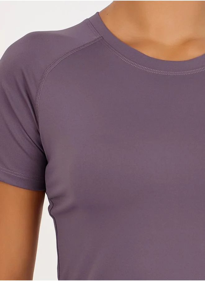 Styli Back V Shaped Mesh Contour Stitch Detail Top