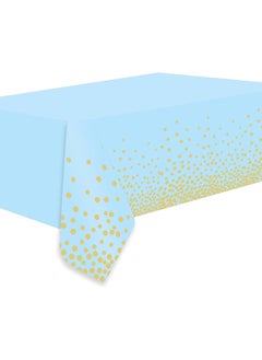 Generic Waterproof Rectangular Party Table Cover light blue gold dots 