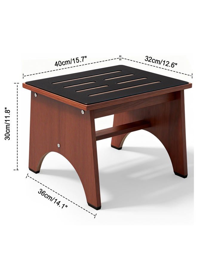 RayLove One Step Stool for Adults Seniors with Non-Slip Rubber Stepping Feet, Heavy Duty Wooden Step Stools for Bathroom, Bedroom, Kitchen & Bedside Support (Rustic Brown, 12 Inch) - Image 2