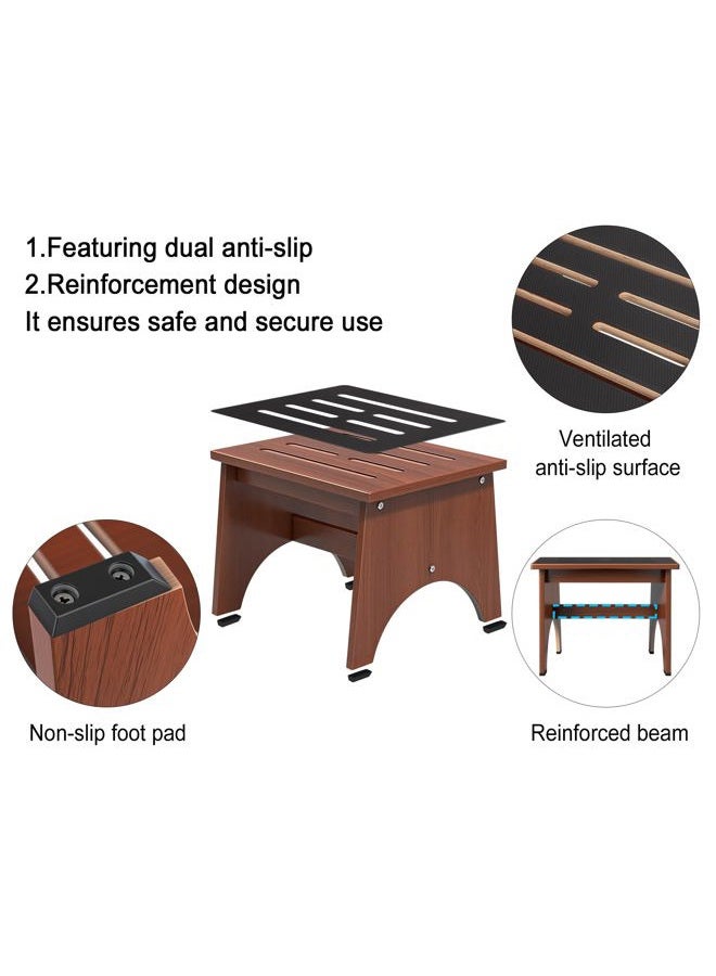 RayLove One Step Stool for Adults Seniors with Non-Slip Rubber Stepping Feet, Heavy Duty Wooden Step Stools for Bathroom, Bedroom, Kitchen & Bedside Support (Rustic Brown, 12 Inch) - Image 5