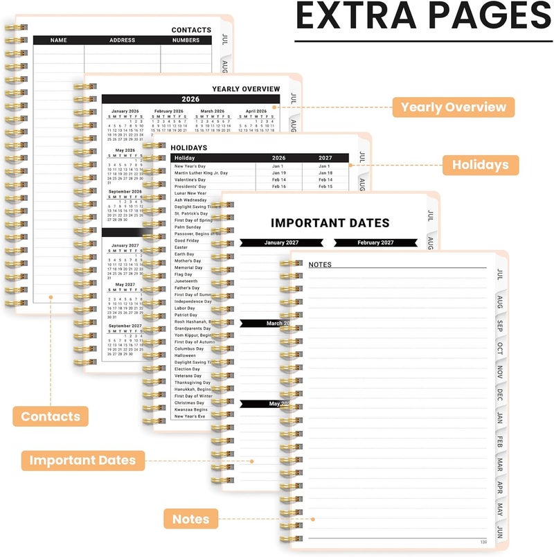 ZOTIA Planner 2026-2027, Monthly and Weekly Calendar Academic Planner July 2026 - June 2027, Hardcover Student Teacher Planning Agenda Book with Tabs, Perfect for Office School Supplies, A5 (6.3" x 8.5 - Image 5