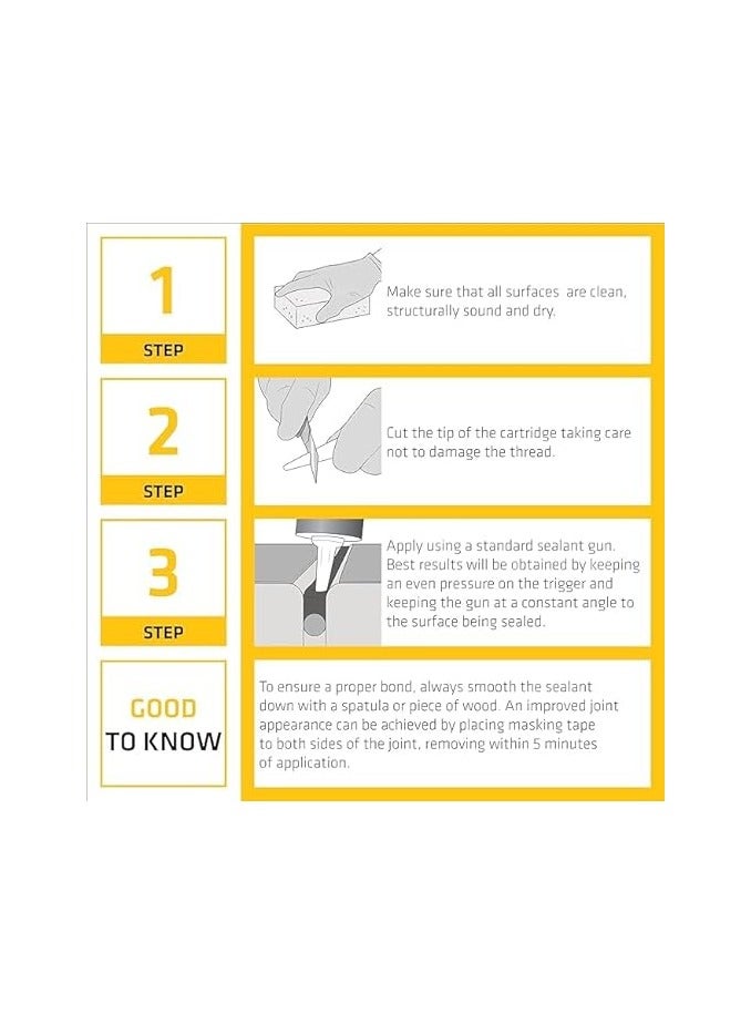 سيكا - مانع تسرب سيليكوني أسيتوكسي مضاد للفطريات للاستخدامات الصحية - سيكاسيل-١١٧ أبيض صحي - مقاوم للعوامل الجوية - عبوة ٢٨٠ مل - Image 5