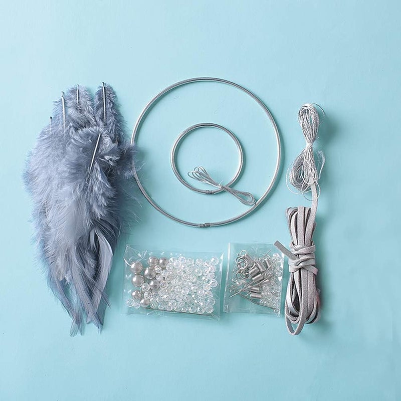 FANDOL DIY Dream Catcher Making Kit, Macrame Dream Catcher Craft Supplies for Kids Bedroom Wall Decor Nursery Baby Room Hanging Wedding Ornaments Party Handmade Gift (Grey) - Image 2