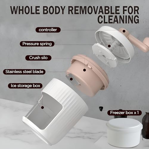 KRESHU Manual 500ml Hand Crank Ice Shaver Portable Snow Cones Ice Cube Crushed Machine Baking Moulds Detachable Snow Cone Plastic Gola Maker for Indoor Outdoor Ice Cube Maker (Multicolour, 1-Pcs) - Image 4