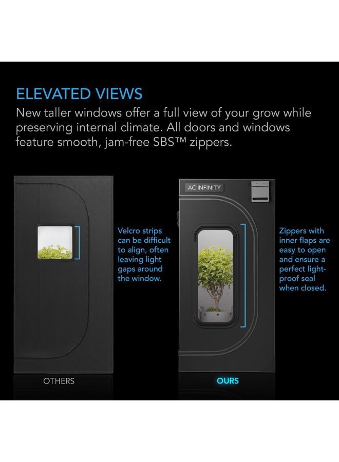 AC Infinity CLOUDLAB 422 Advance Grow Tent, 24”x24”x48” Thickest 1 in. Poles, Highest Density 2000D Diamond Mylar Canvas, 2x2 for Hydroponics Indoor Growing - Image 4
