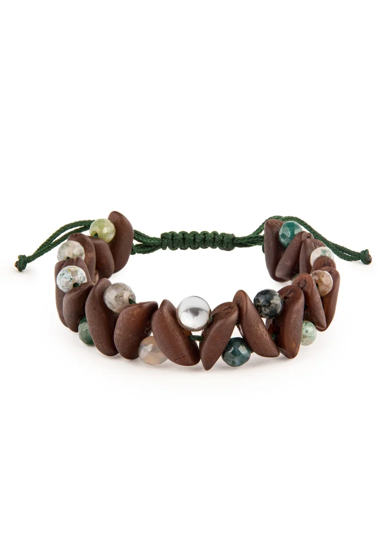 Minza Minza ” Partisan ” Pure 925 Sterling Silver, Jade and date stone, Handmade Bracelet for Men, Beaded Bracelet, 0.550 grams of Silver, Jewelry for Casual & Special Occasion