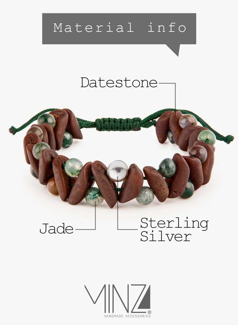 Minza  Minza ” Partisan ” Pure 925 Sterling Silver, Jade and date stone, Handmade Bracelet for Men, Beaded Bracelet, 0.550 grams of Silver, Jewelry for Casual & Special Occasion for Men | Best Price UAE