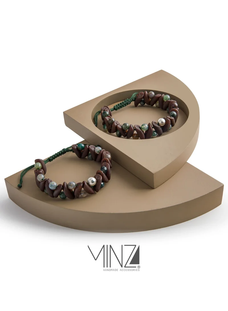 Minza  Minza ” Partisan ” Pure 925 Sterling Silver, Jade and date stone, Handmade Bracelet for Men, Beaded Bracelet, 0.550 grams of Silver, Jewelry for Casual & Special Occasion for Men | Best Price UAE