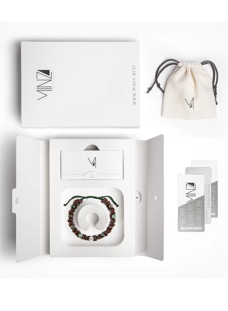 Minza  Minza ” Partisan ” Pure 925 Sterling Silver, Jade and date stone, Handmade Bracelet for Men, Beaded Bracelet, 0.550 grams of Silver, Jewelry for Casual & Special Occasion for Men | Best Price UAE
