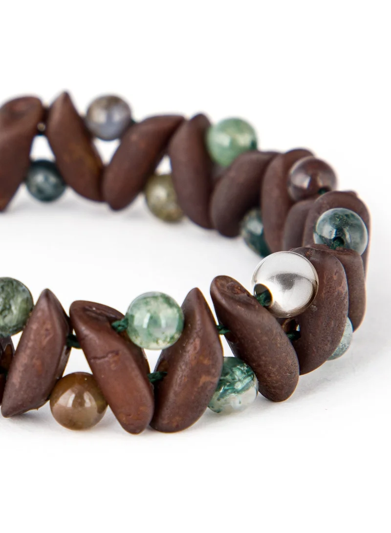 Minza  Minza ” Partisan ” Pure 925 Sterling Silver, Jade and date stone, Handmade Bracelet for Men, Beaded Bracelet, 0.550 grams of Silver, Jewelry for Casual & Special Occasion for Men | Best Price UAE