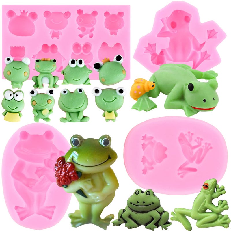 MIYAHOUSE Frog Silicone Fondant Mold For Cake Decorating Cupcake Topper Candy Chocolate Polymer Clay Gum Paste Set Of 4 - Image 1