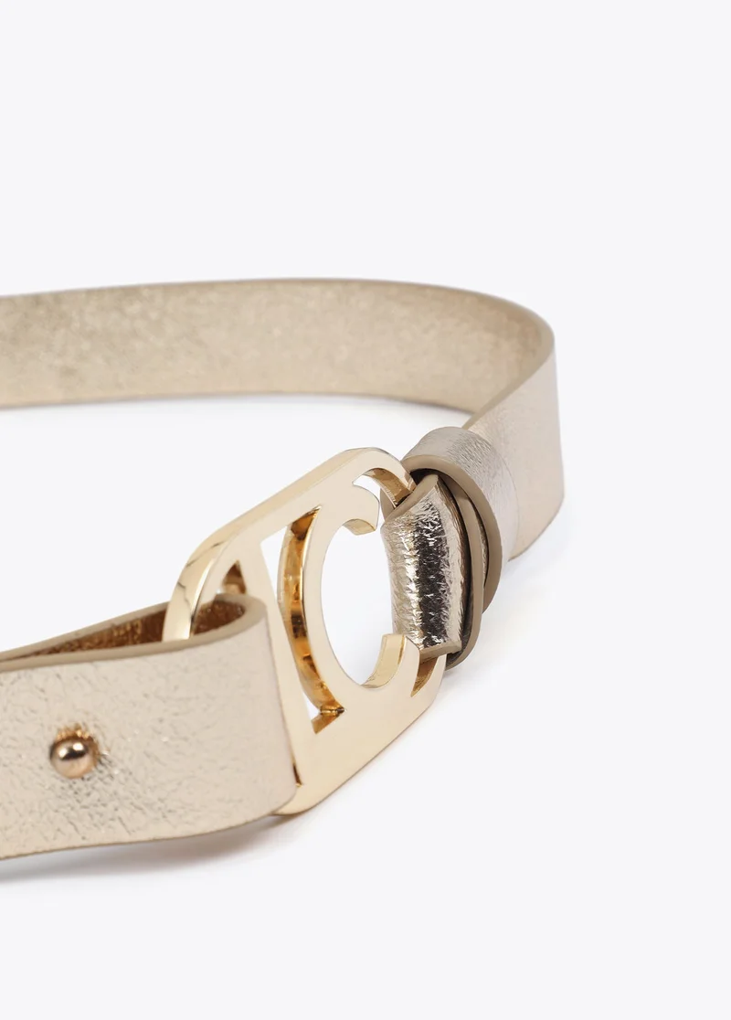 Lola Casademunt Metallic Reversible Belt Oval Logo