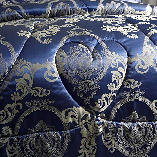 Raytrue-X Royal Blue Twin Comforter Set All Season Silk Jacquard Bed Set, Lightweight Quilt, Ultra Soft Microfiber Bedding Comforter Sets with 2 Pillow Shams(Twin/Twin XL, 3 Pieces) - Image 4