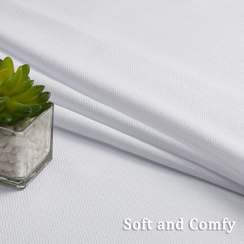 Lecloud White Valance for Window Curtains 12 Inch Length, Light Filtering Modern Small Kitchen Curtain, Short Burlap Farmhouse Drapes with Rods Pocket for Cafe Bedroom Camper Cabinet, 60" W x 12" L - Image 2