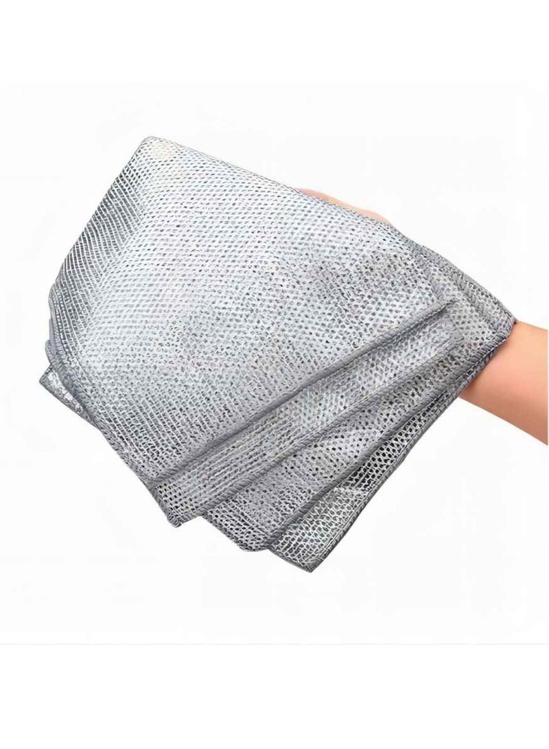 4 pieces of steel wire dishwashing cloth, daily cleaning cloth, grid silver wire cleaning cloth, washing dishes and washing POTS to decontaminate - Image 2