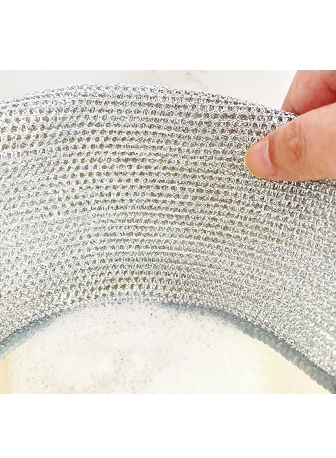 4 pieces of steel wire dishwashing cloth, daily cleaning cloth, grid silver wire cleaning cloth, washing dishes and washing POTS to decontaminate - Image 4
