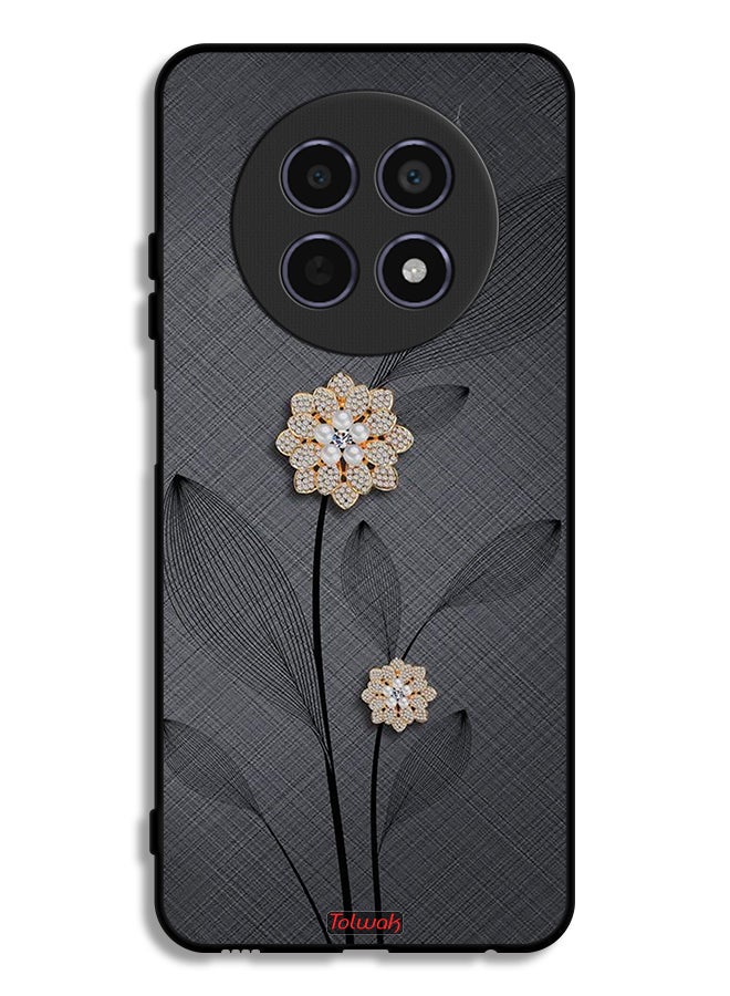Tolwak غطاء حماية لهاتف Realme 12 5G مزين بفن الأزهار الماسية - Image 1