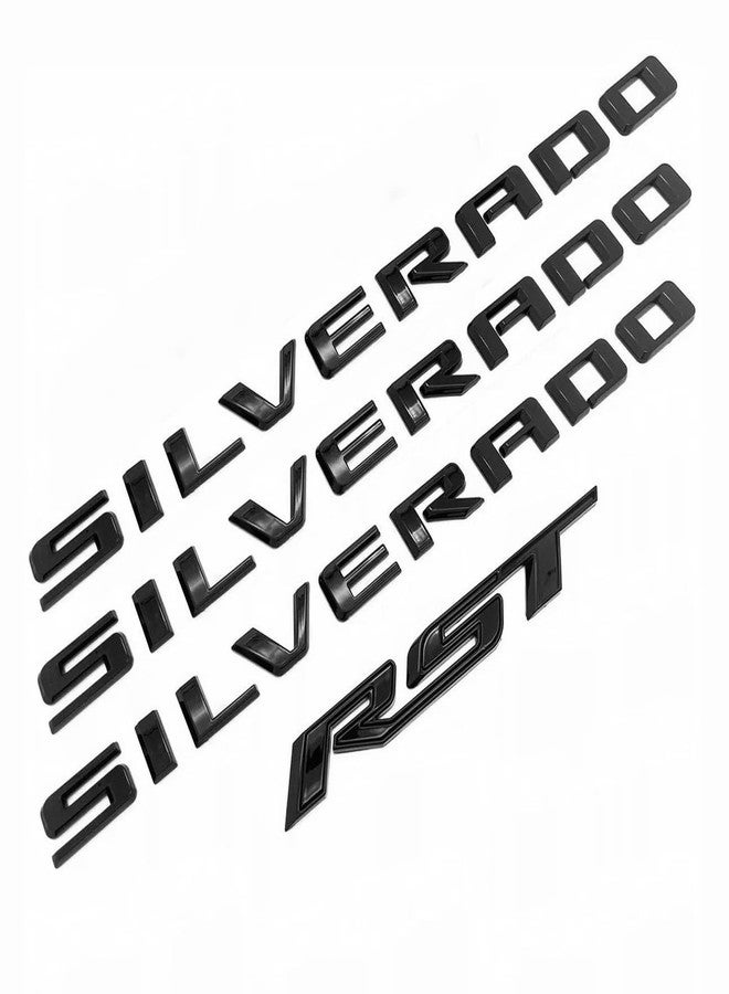Yoaoo Set of 4pack OEM Silverado Plus RST Emblem 3D Badges Compatible with for Silverado 2019-2025 Parts 86539786 (Black) - Image 3