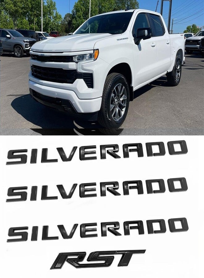 Yoaoo Set of 4pack OEM Silverado Plus RST Emblem 3D Badges Compatible with for Silverado 2019-2025 Parts 86539786 (Black) - Image 2
