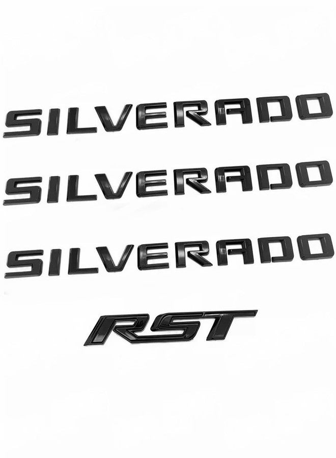 Yoaoo Set of 4pack OEM Silverado Plus RST Emblem 3D Badges Compatible with for Silverado 2019-2025 Parts 86539786 (Black) - Image 1