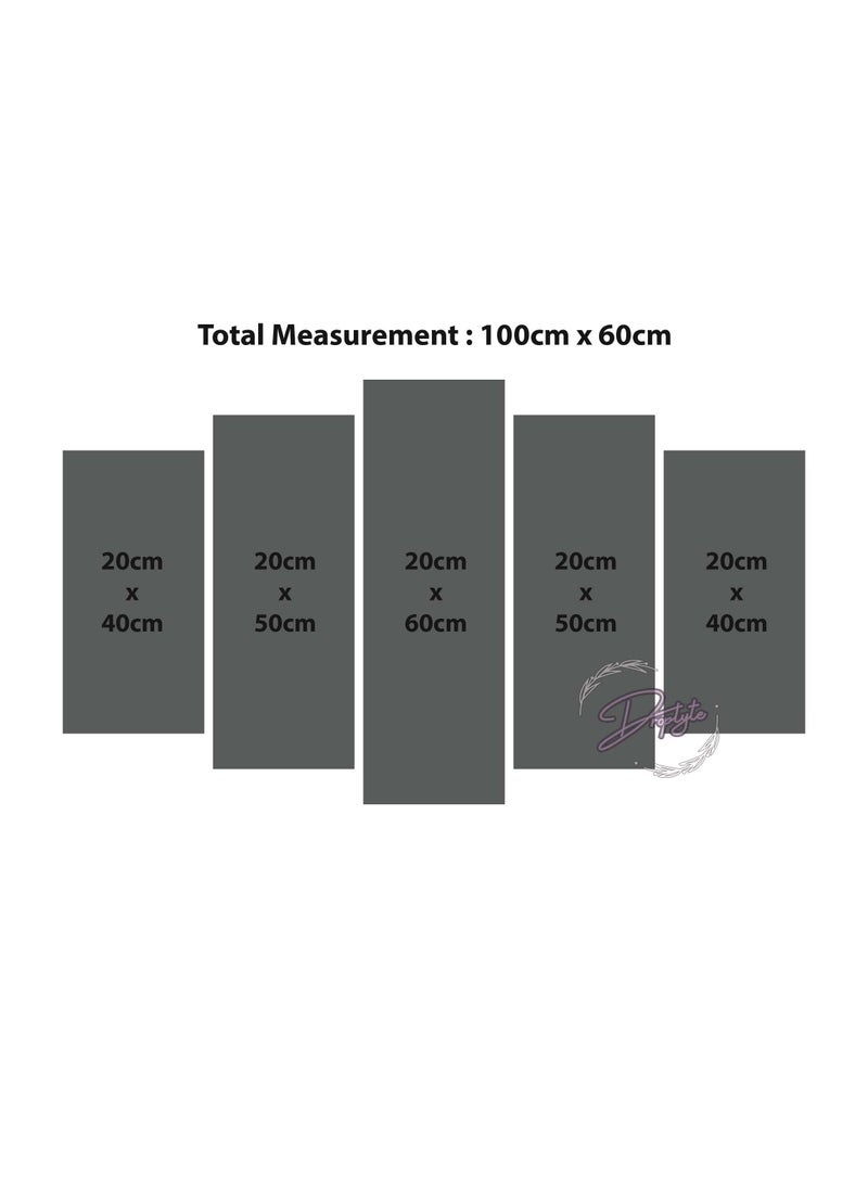 Droplyte 5 Piece Darood Shareef Arabic Islamic Calligraphy Decorative Wall Art Wall Decor Card Board MDF Home Decor for Living Room, Drawing Room, Office Room and Bedroom 100CM x 60CM  - Image 3