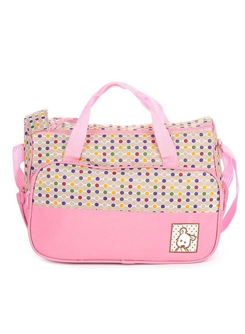 5-pieces Pink Shoulder Diagonal Cross Multifunctional Large Capacity Mommy Bag Sets Waterproof Handheld Wear-Resistant Leisure Bag Include Bottle Insulation Bag/Storage Bag/Urine Pad/Cart Strap  - Image 3