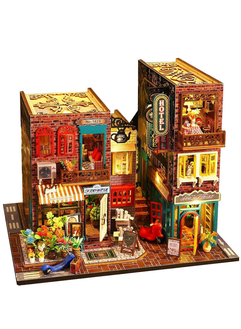 Excefore DIY Dollhouse Miniature with Furniture DIY 3D Wooden Magic House Kit Plus Dust Proof Cover and Music Movement Creative Room for Girlfriend Wife Kids Girls Birthday Gift Valentine's Day Gift - Image 1