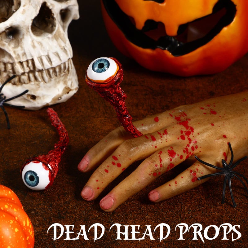 Hanaive 2 Pcs Fake Eyeballs Ripped Out Eyeball Prop Movie Props Hand Made Quality Realistic Ripped Out Eyes Party Favors for Halloween Trick or Treat Party(Blue) - Image 4