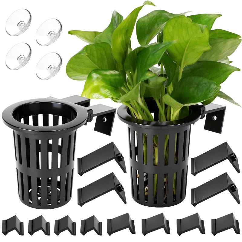 Borlech 2025 New Upgraded Large Aquarium Plant Holder with 157inch Extension Hooks and Suction Cups for Fish Tank Aquaponic Plant Cultivation and Aquascape Accessories Decorations 2 PCS - Image 2